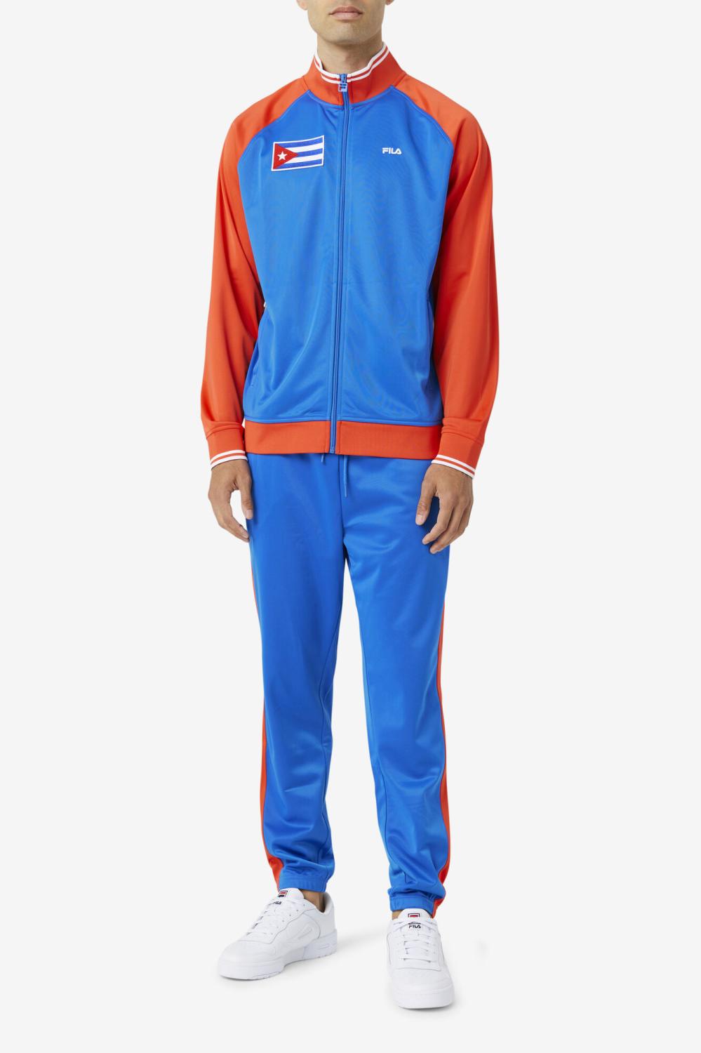 Men Sweatsuits &amp; Tracksuits | FILA Cuba Track Jacket 625 FIERY RED / WHITE / PRINCESS BLUE