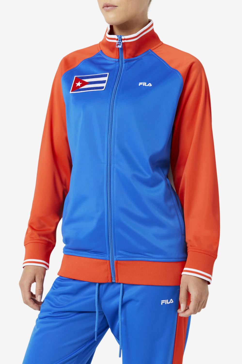 Men Sweatsuits &amp; Tracksuits | FILA Cuba Track Jacket 625 FIERY RED / WHITE / PRINCESS BLUE