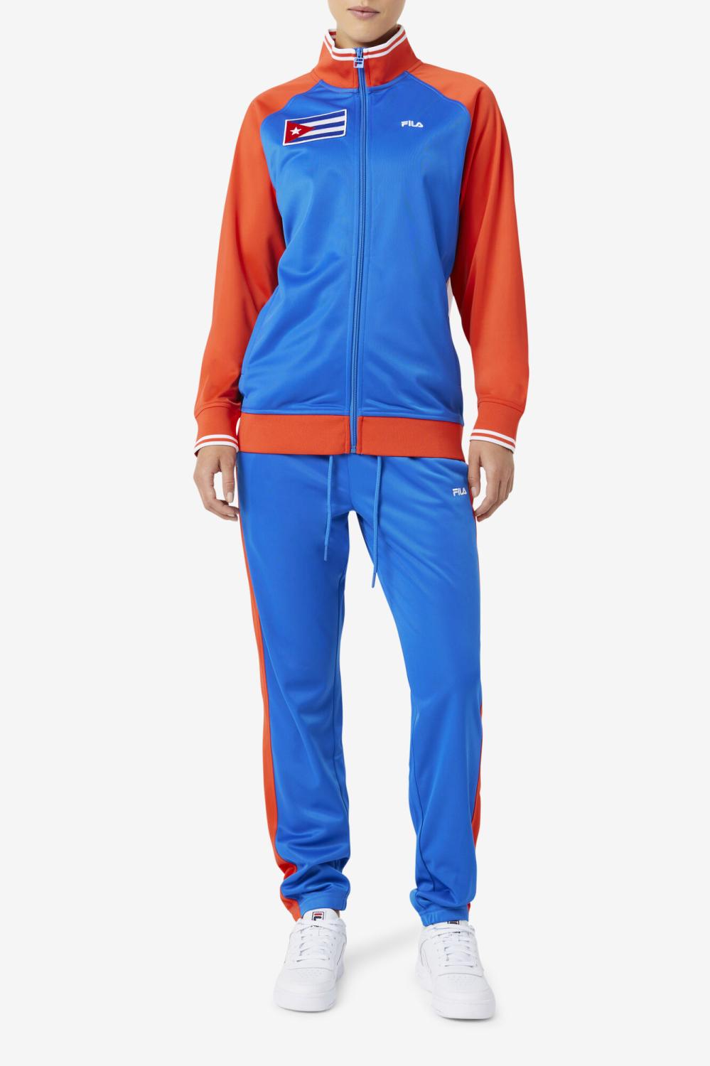Men Sweatsuits &amp; Tracksuits | FILA Cuba Track Jacket 625 FIERY RED / WHITE / PRINCESS BLUE