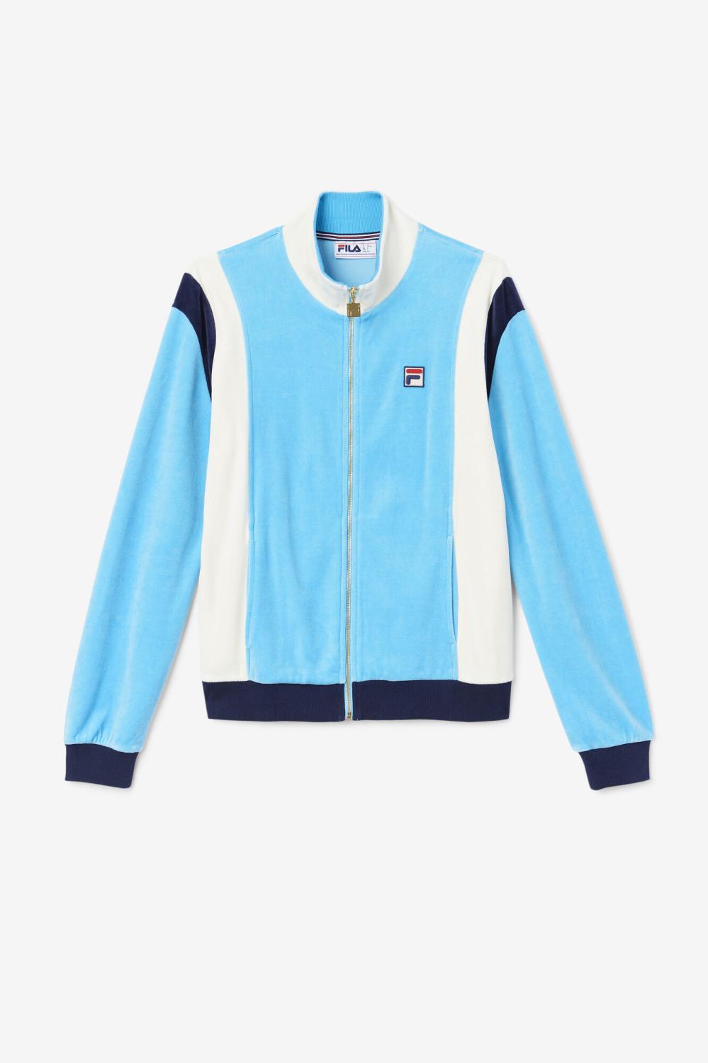 Men Sweatsuits &amp; Tracksuits | FILA Floyd Velour Jacket 156 AQUARIUS / EGRET / FILA NAVY