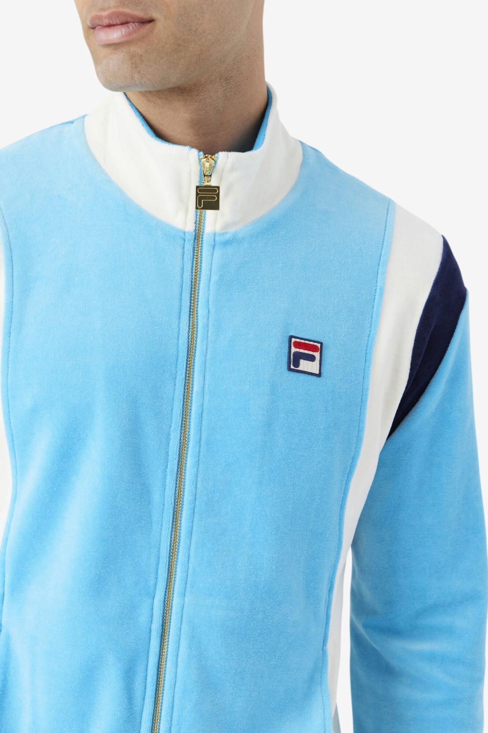 Men Sweatsuits &amp; Tracksuits | FILA Floyd Velour Jacket 156 AQUARIUS / EGRET / FILA NAVY