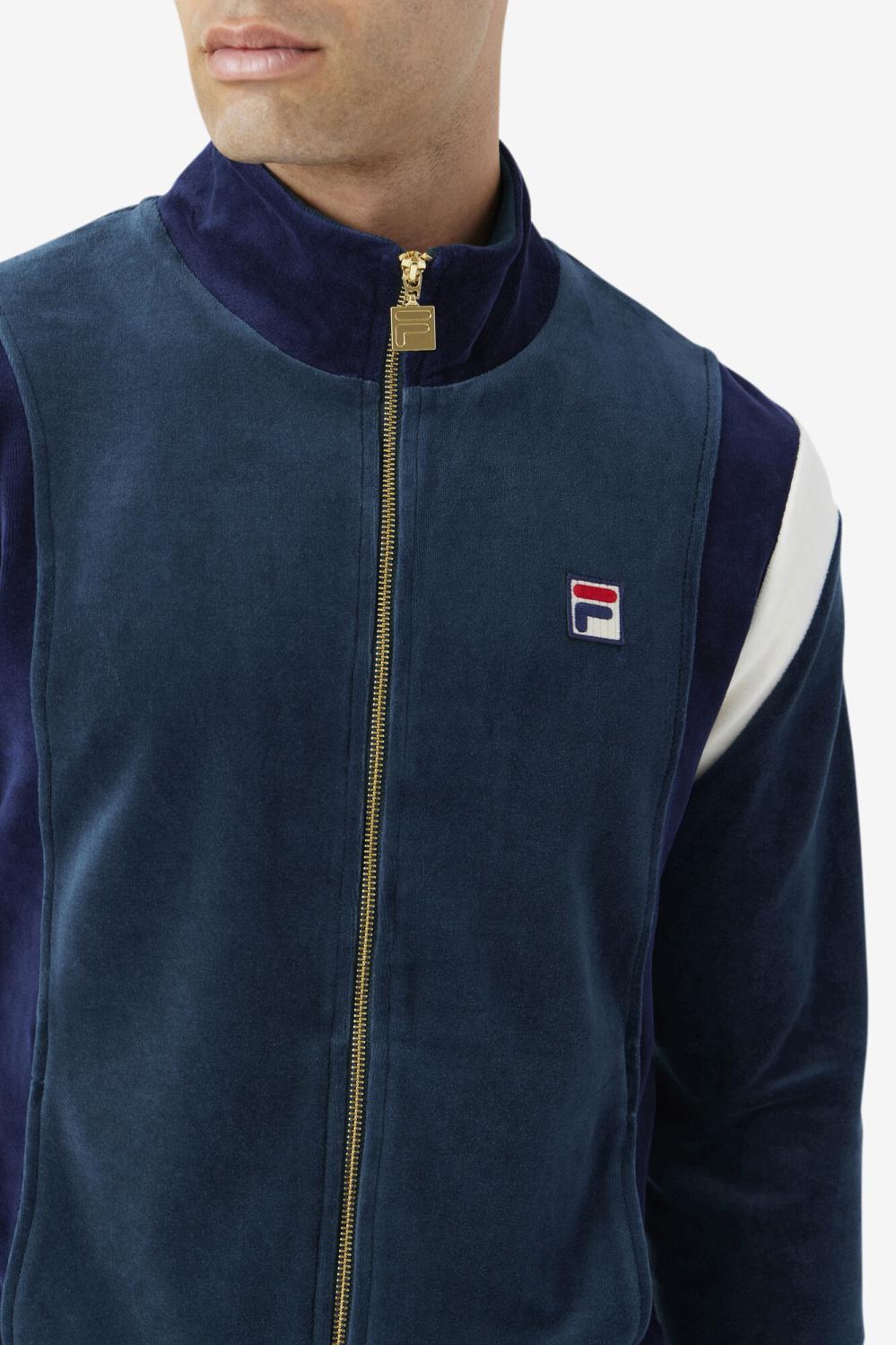 Men Sweatsuits &amp; Tracksuits | FILA Floyd Velour Jacket 292 DARK TEAL / FILA NAVY / EGRET