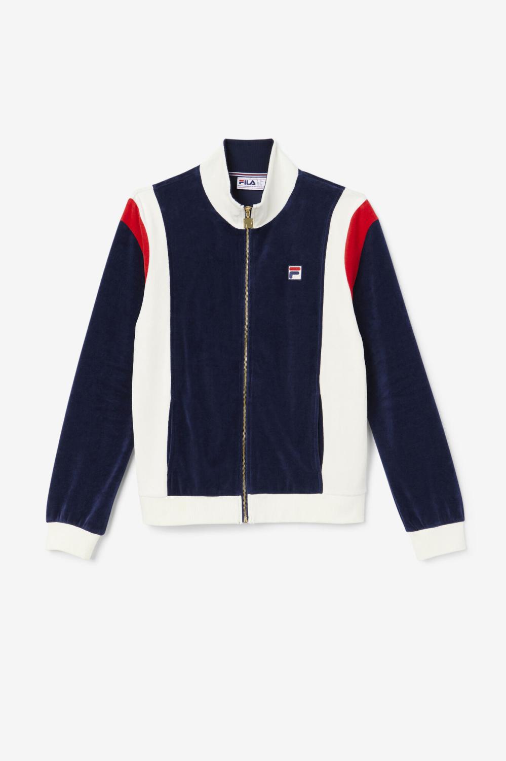 Men Sweatsuits &amp; Tracksuits | FILA Floyd Velour Jacket 410 FILA NAVY / EGRET / FILA RED