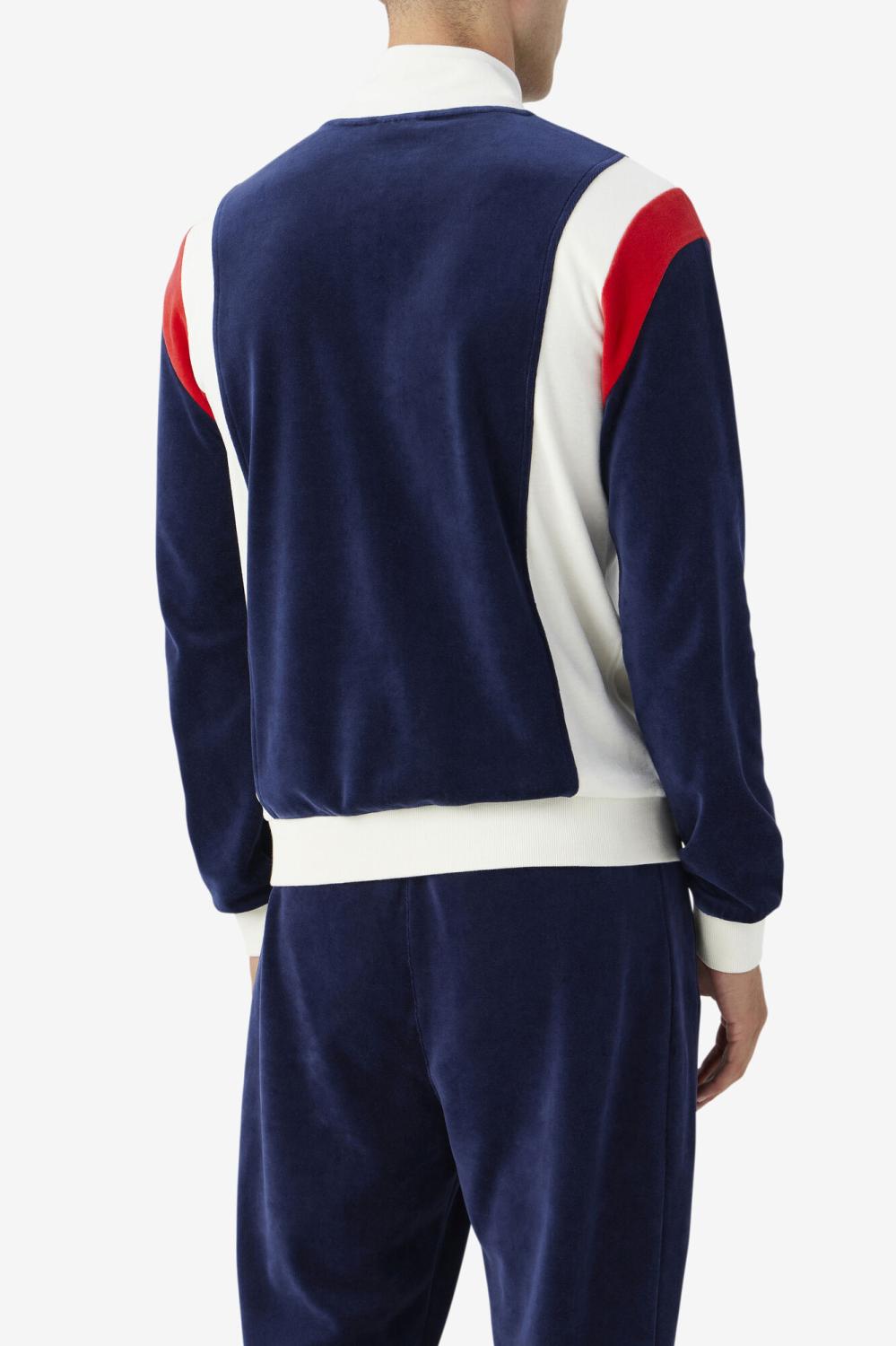 Men Sweatsuits &amp; Tracksuits | FILA Floyd Velour Jacket 410 FILA NAVY / EGRET / FILA RED