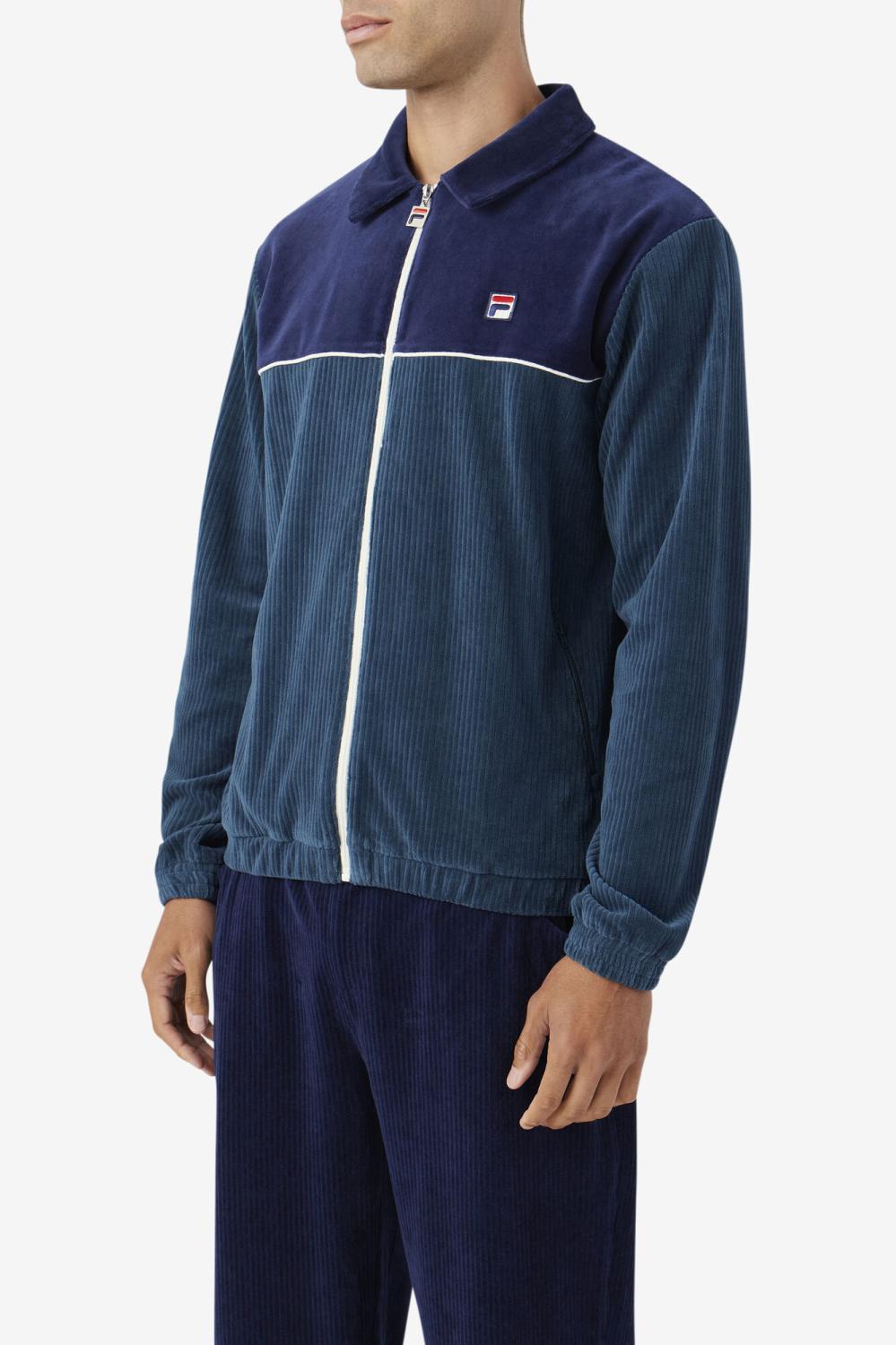 Men Sweatsuits &amp; Tracksuits | FILA Gerard Velour Jacket 292 DARK TEAL / FILA NAVY / EGRET