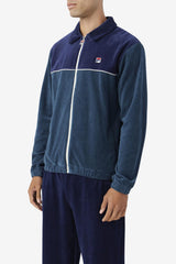 Men Sweatsuits &amp; Tracksuits | FILA Gerard Velour Jacket 292 DARK TEAL / FILA NAVY / EGRET