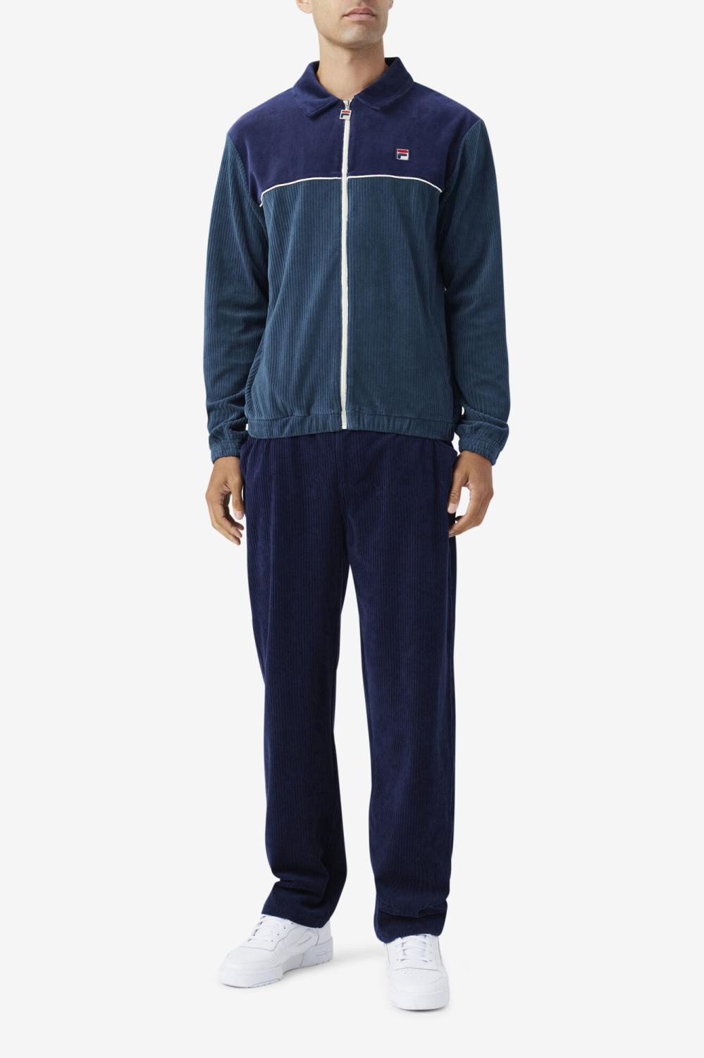 Men Sweatsuits &amp; Tracksuits | FILA Gerard Velour Jacket 292 DARK TEAL / FILA NAVY / EGRET