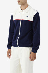 Men Sweatsuits &amp; Tracksuits | FILA Gerard Velour Jacket 410 FILA NAVY / EGRET / FILA RED