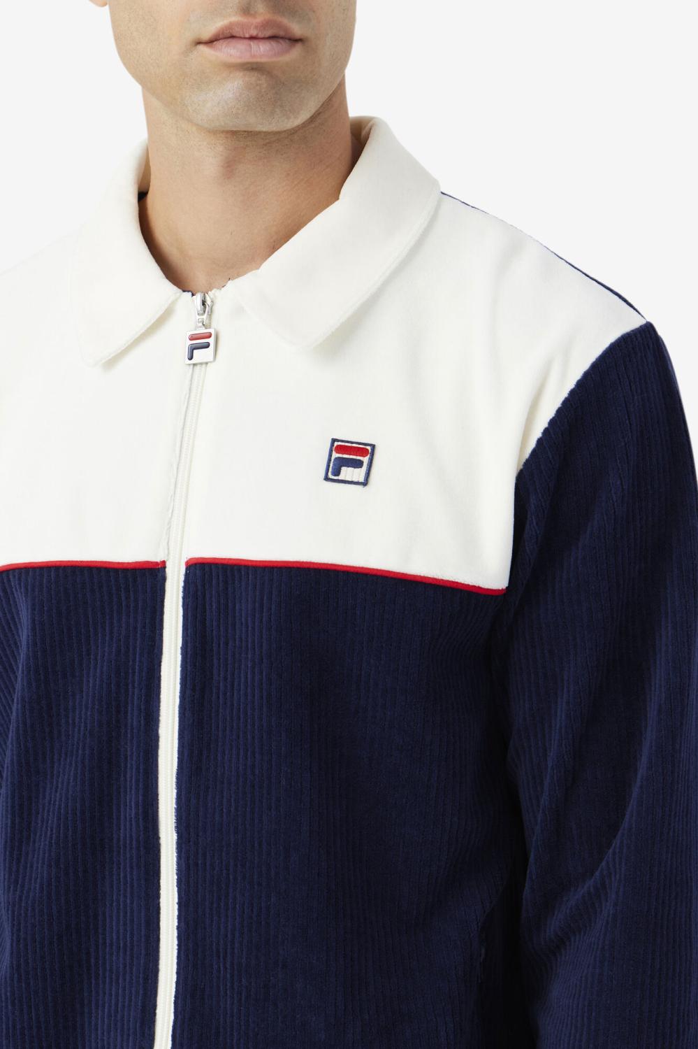 Men Sweatsuits &amp; Tracksuits | FILA Gerard Velour Jacket 410 FILA NAVY / EGRET / FILA RED