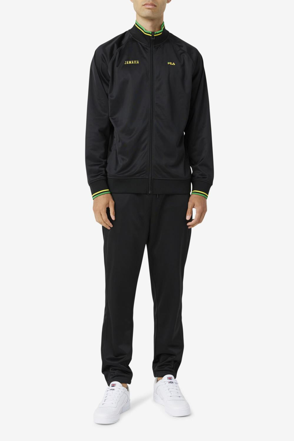 Men Sweatsuits &amp; Tracksuits | FILA Jamaica Track Jacket 001 BLACK / CYBER YELLOW / FERN GREEN