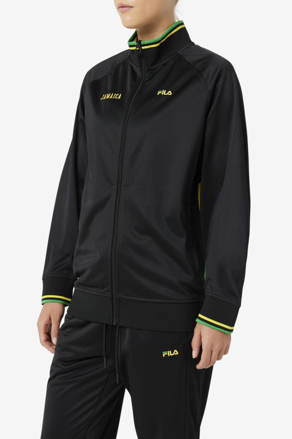 Men Sweatsuits &amp; Tracksuits | FILA Jamaica Track Jacket 001 BLACK / CYBER YELLOW / FERN GREEN