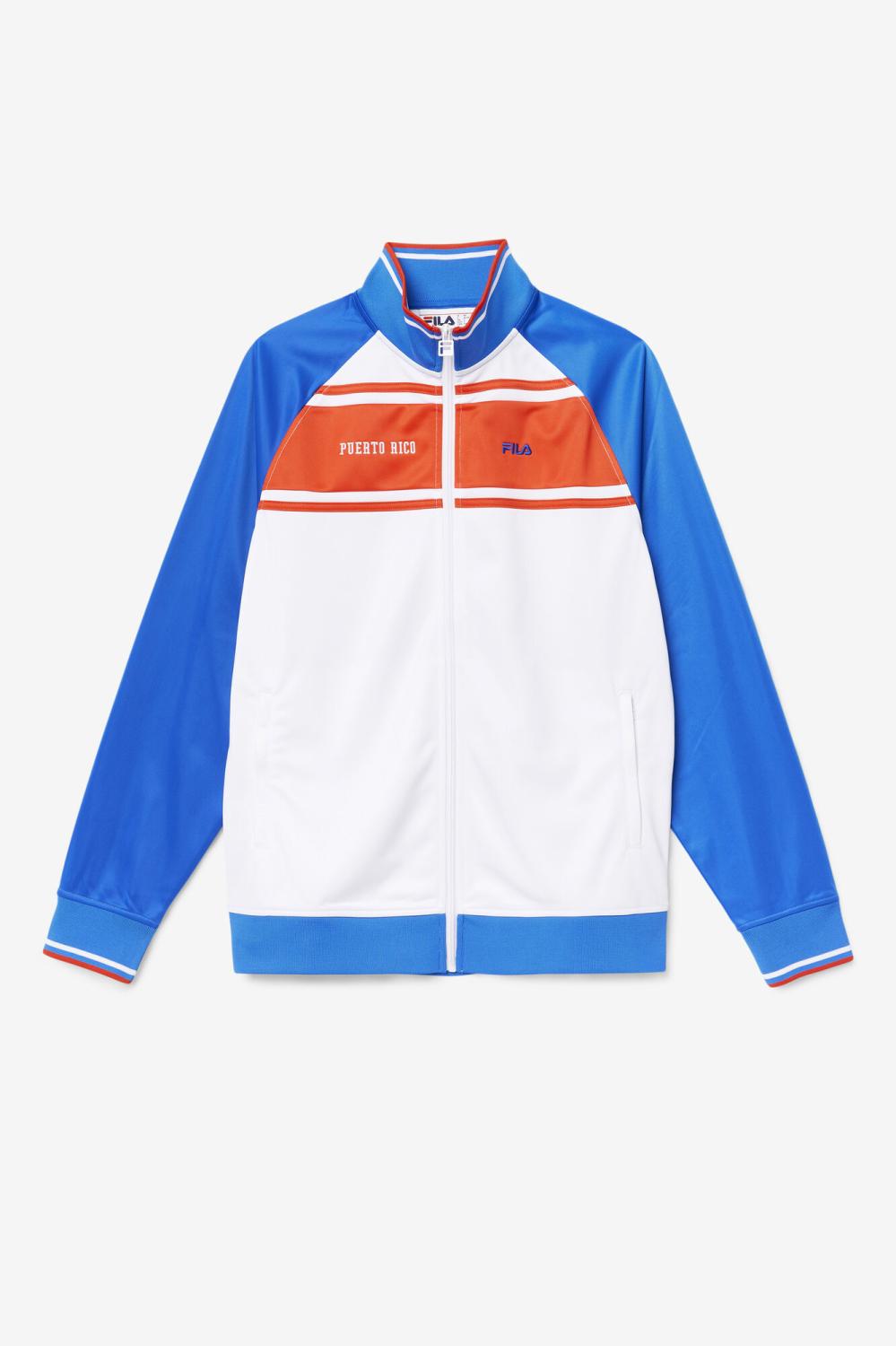 Men Sweatsuits &amp; Tracksuits | FILA Puerto Rico Track Jacket 100 WHITE / PRINCESS BLUE / FIERY RED
