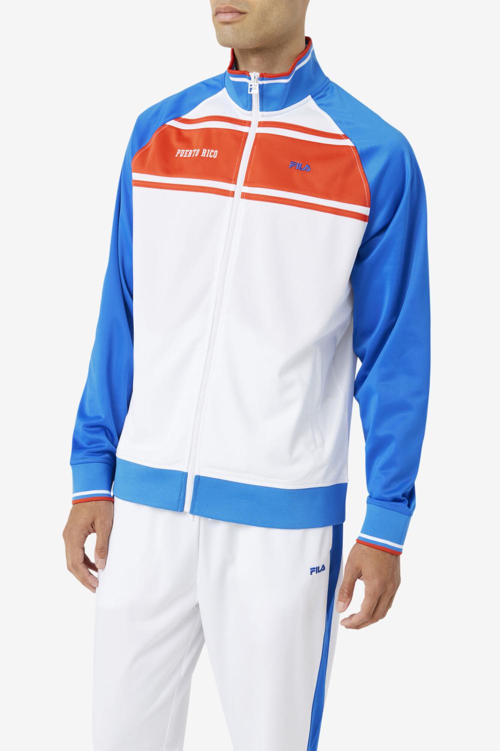 Men Sweatsuits &amp; Tracksuits | FILA Puerto Rico Track Jacket 100 WHITE / PRINCESS BLUE / FIERY RED