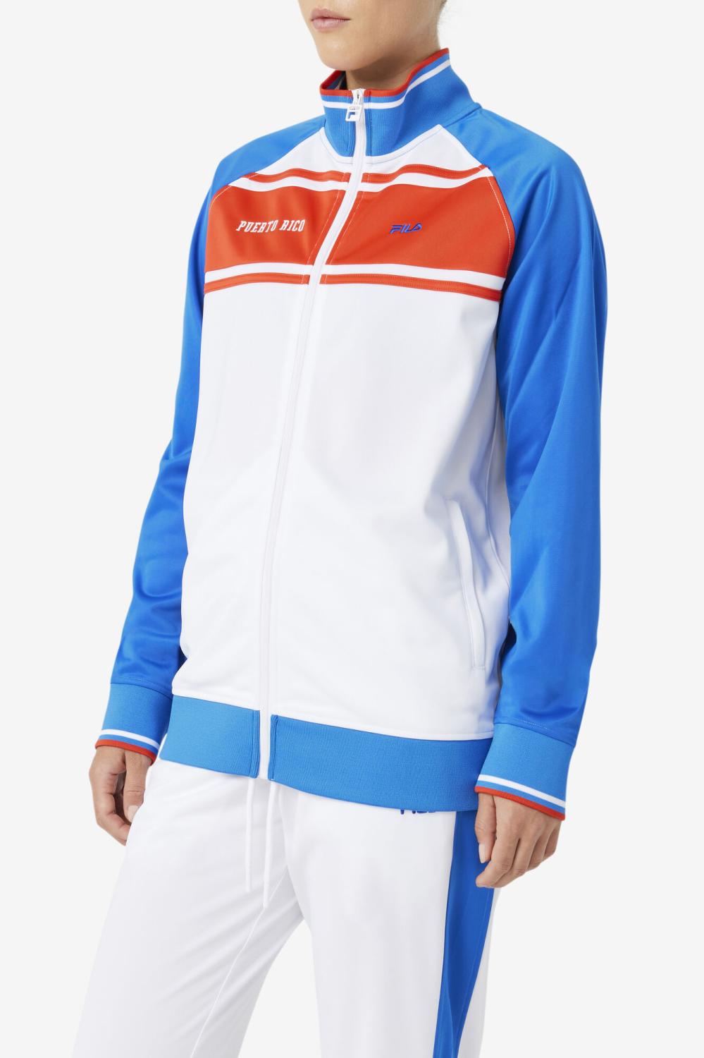 Men Sweatsuits &amp; Tracksuits | FILA Puerto Rico Track Jacket 100 WHITE / PRINCESS BLUE / FIERY RED