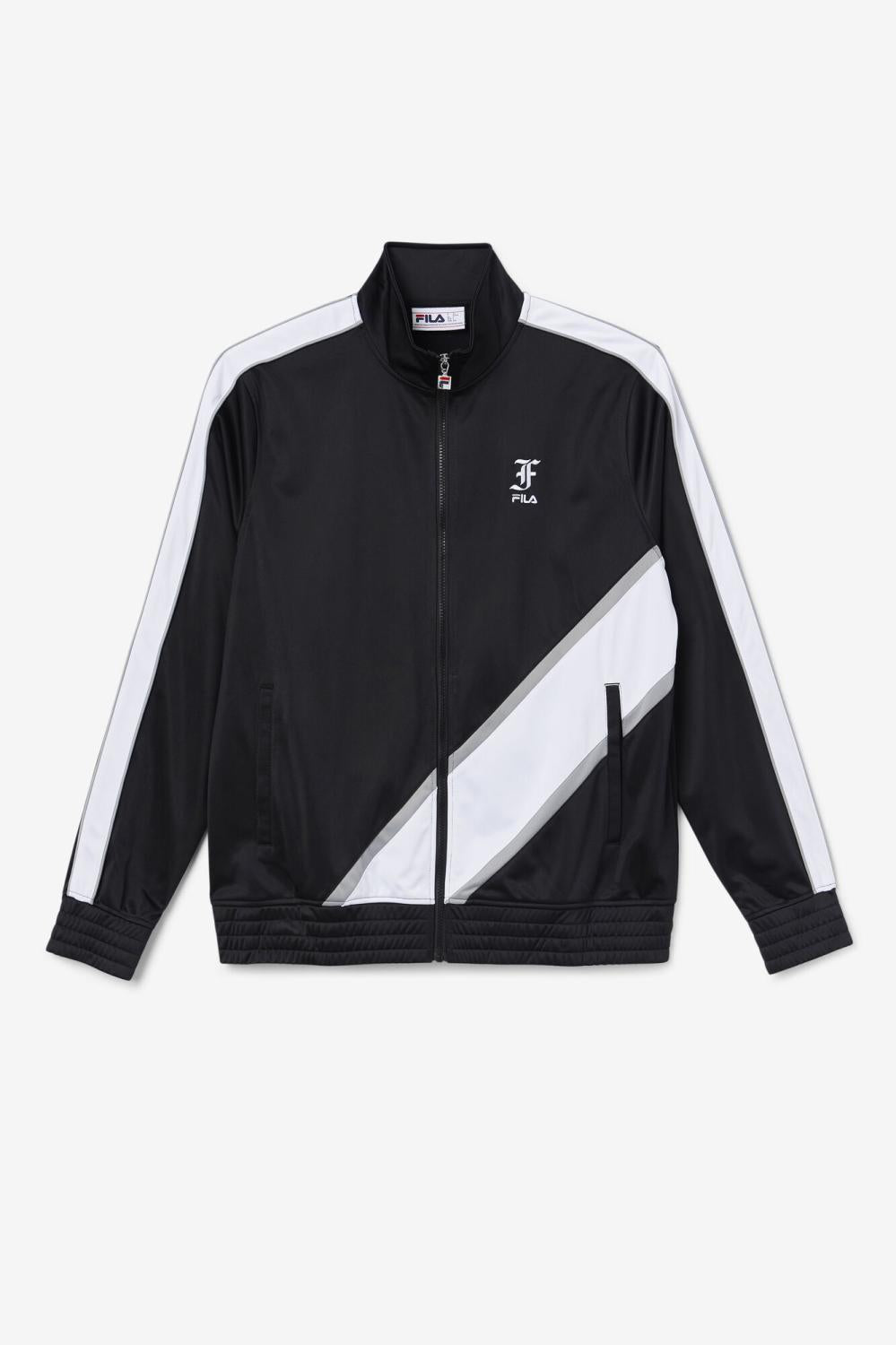 Men Sweatsuits &amp; Tracksuits | FILA Runi Track Jacket 001 BLACK / WHITE / MONUMENT