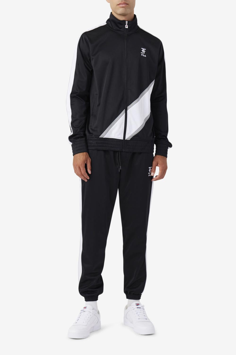 Men Sweatsuits &amp; Tracksuits | FILA Runi Track Jacket 001 BLACK / WHITE / MONUMENT