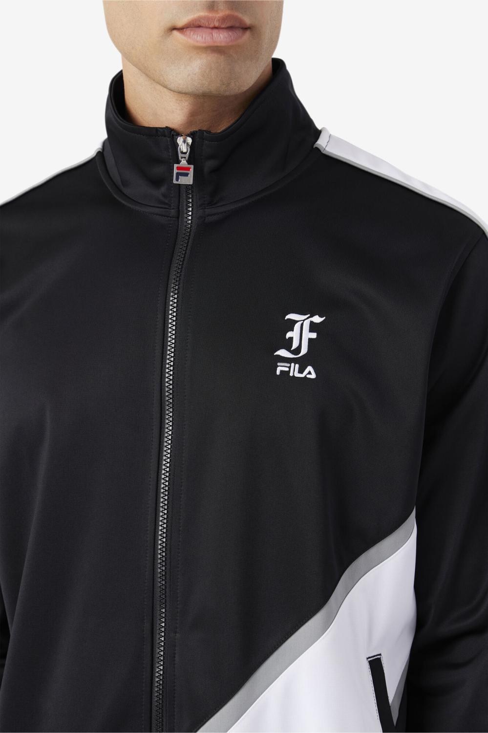 Men Sweatsuits &amp; Tracksuits | FILA Runi Track Jacket 001 BLACK / WHITE / MONUMENT