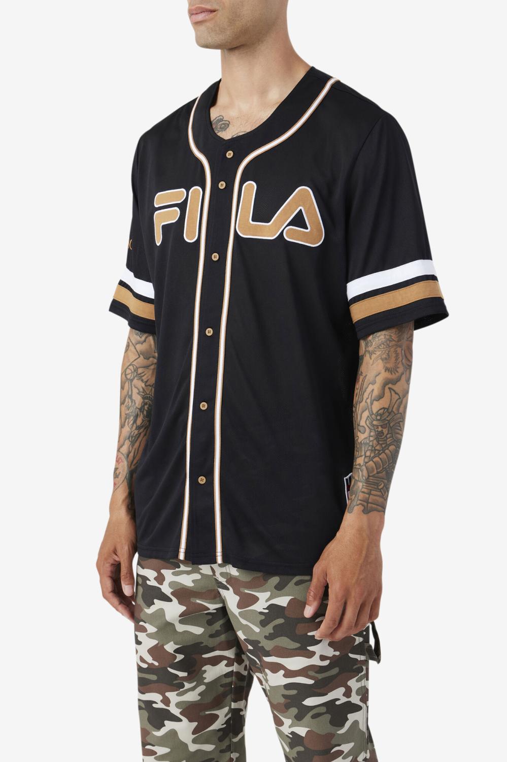 Men Tops | FILA 2Pac Baseball Jersey 001 BLACK / TOBACCO BROWN / WHITE
