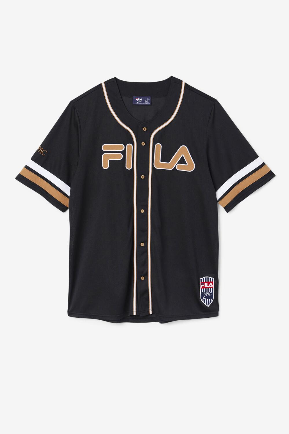 Men Tops | FILA 2Pac Baseball Jersey 001 BLACK / TOBACCO BROWN / WHITE