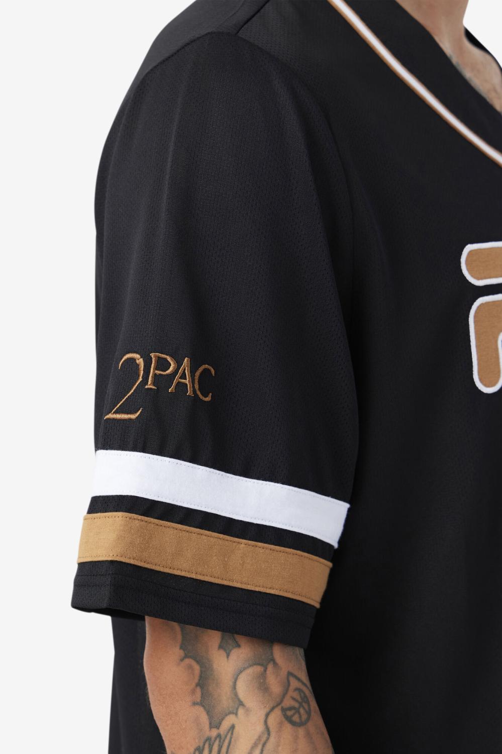 Men Tops | FILA 2Pac Baseball Jersey 001 BLACK / TOBACCO BROWN / WHITE