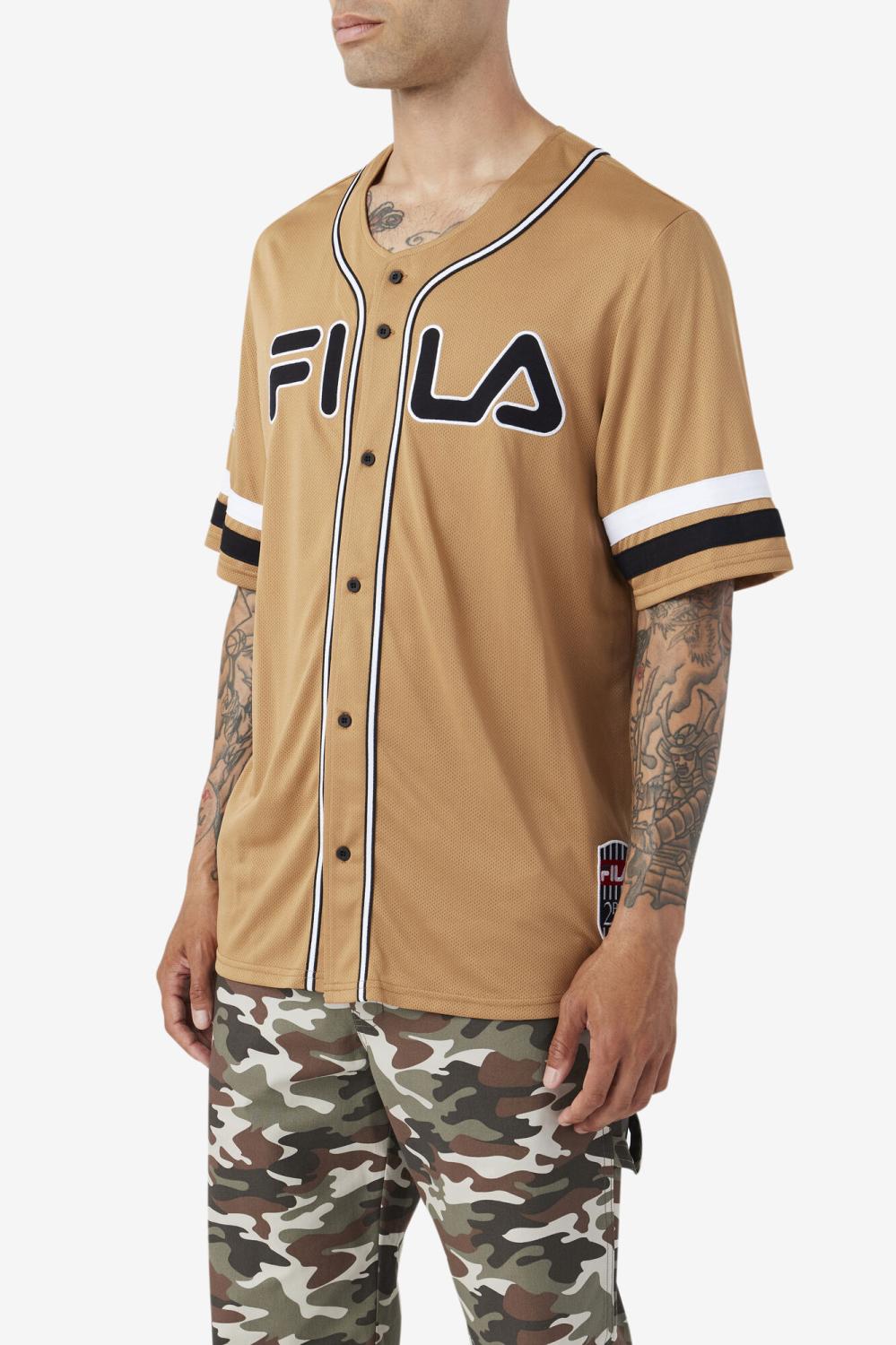 Men Tops | FILA 2Pac Baseball Jersey 227 TOBACCO BROWN / BLACK / WHITE