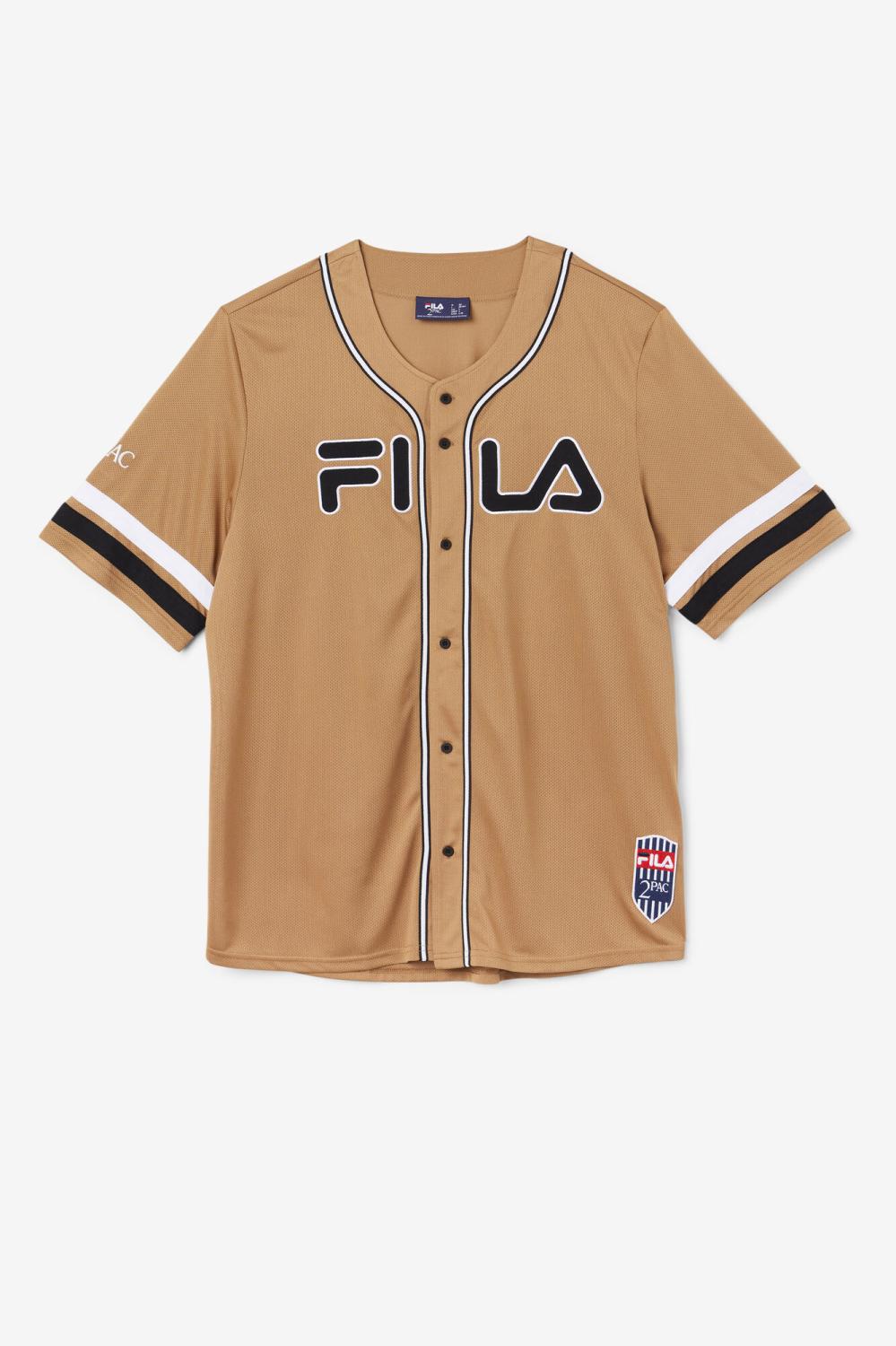 Men Tops | FILA 2Pac Baseball Jersey 227 TOBACCO BROWN / BLACK / WHITE