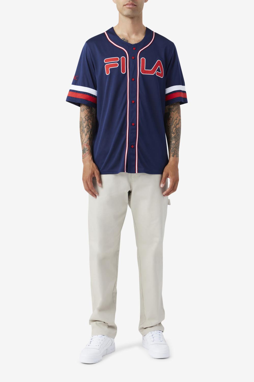 Men Tops | FILA 2Pac Baseball Jersey 410 FILA NAVY / FILA RED / WHITE