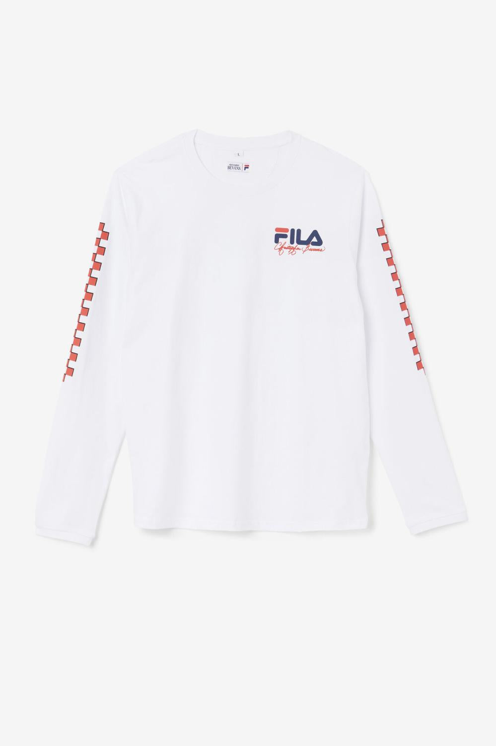 Men Tops | FILA Bevans Park Long Sleeve Tee 100 WHITE