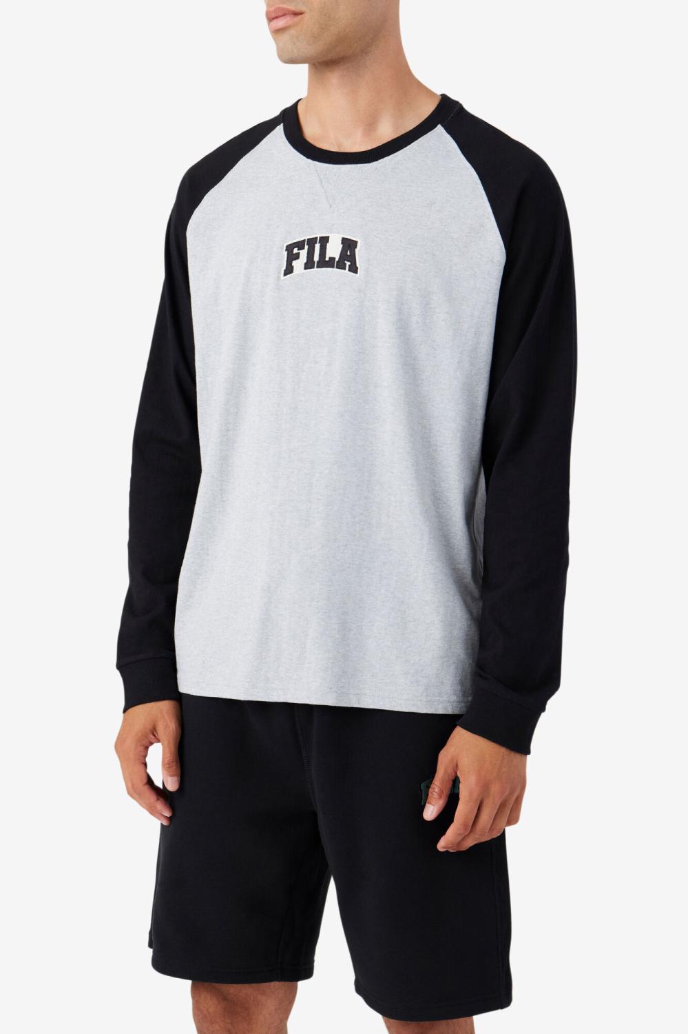 Men Tops | FILA Chet Raglan Tee 064 LIGHT GREY MARL / BLACK