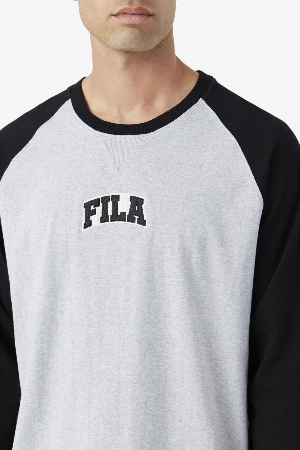 Men Tops | FILA Chet Raglan Tee 064 LIGHT GREY MARL / BLACK