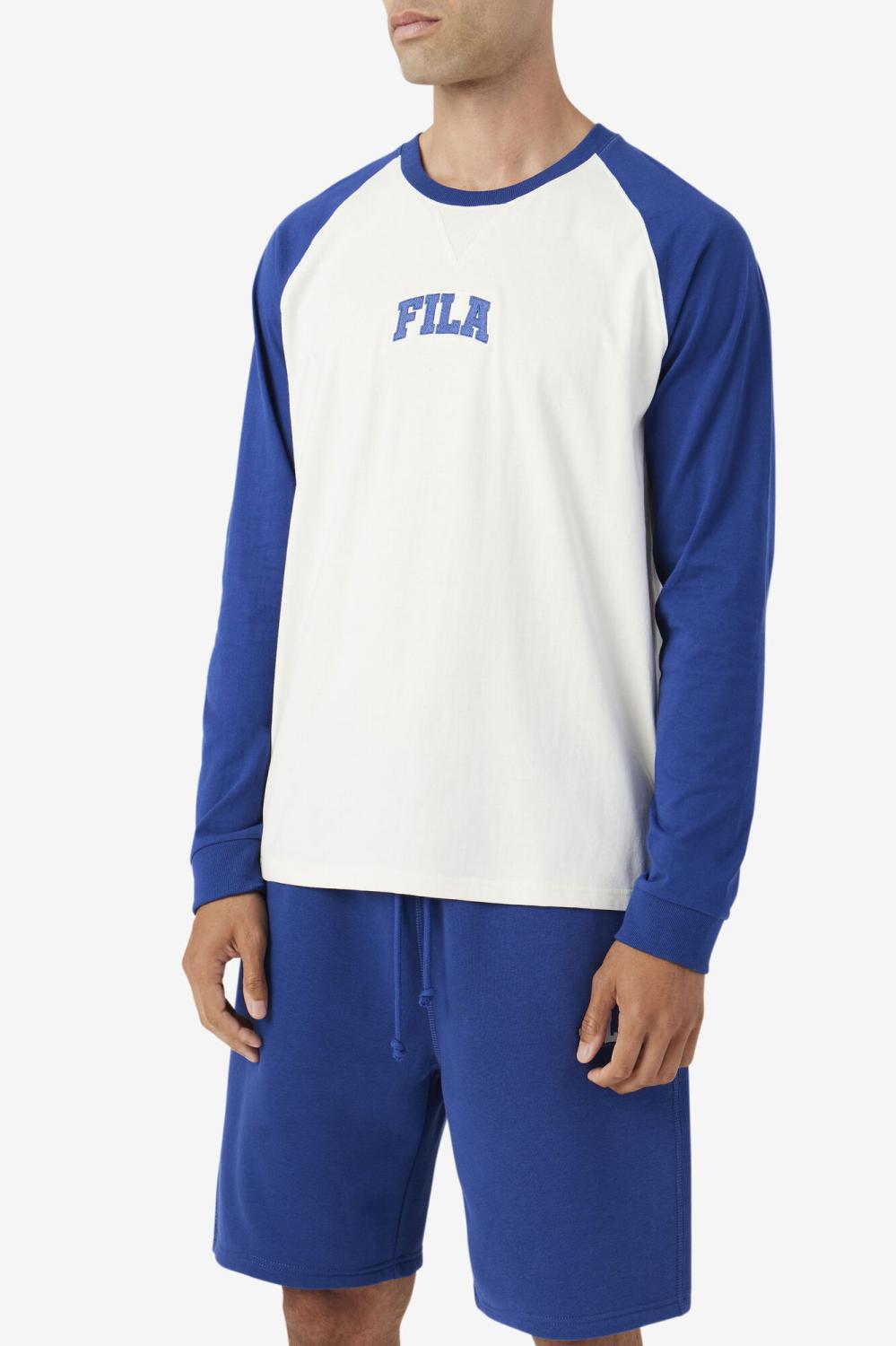 Men Tops | FILA Chet Raglan Tee 132 GARDENIA / TWILIGHT BLUE