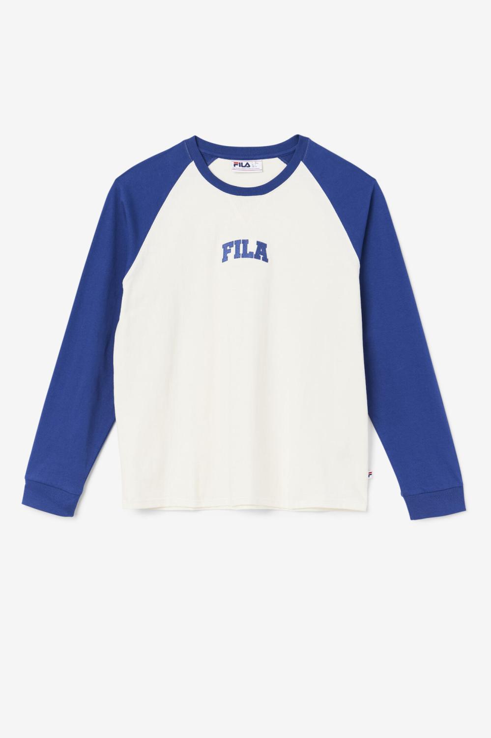 Men Tops | FILA Chet Raglan Tee 132 GARDENIA / TWILIGHT BLUE