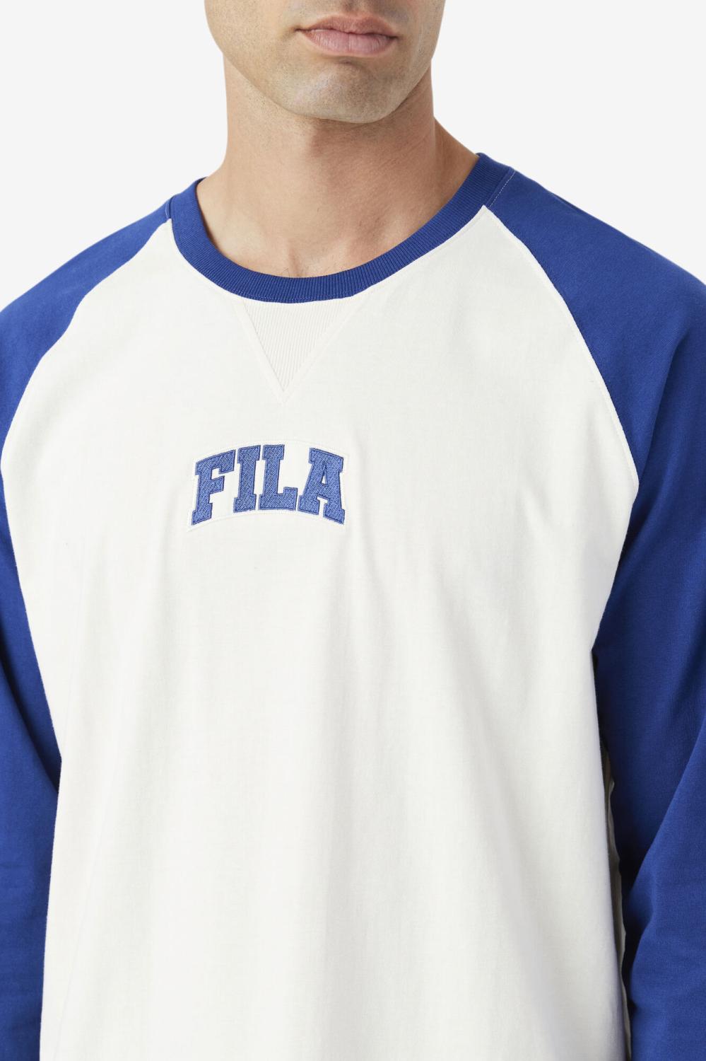 Men Tops | FILA Chet Raglan Tee 132 GARDENIA / TWILIGHT BLUE