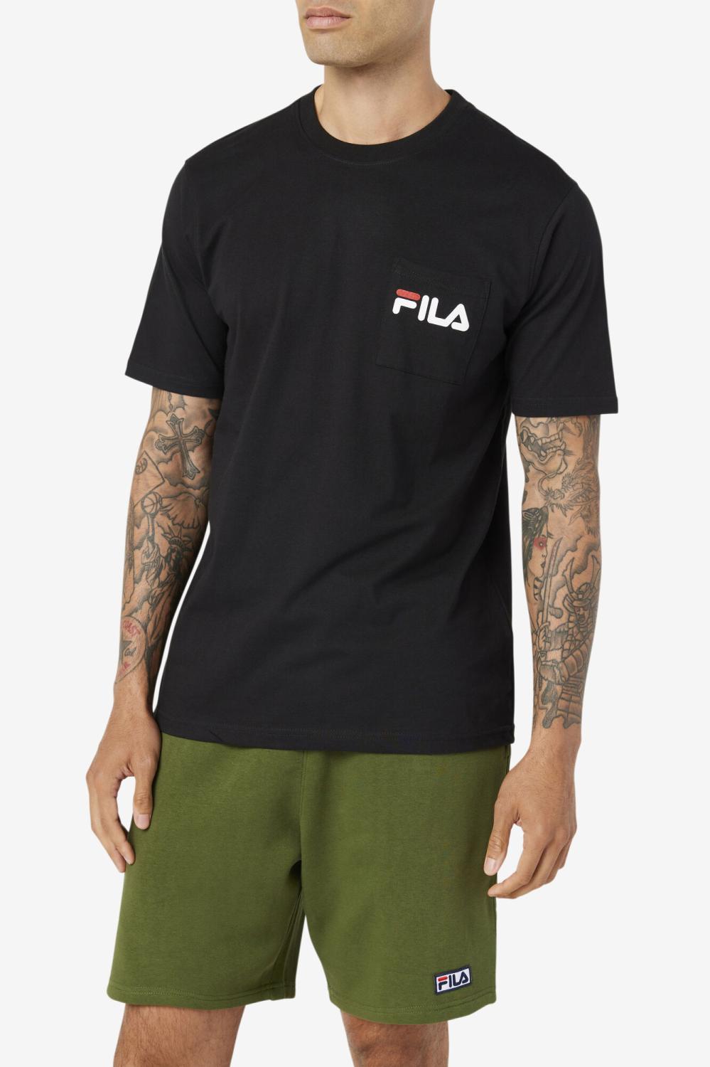 Men Tops | FILA Curtis Pocket Tee 001 BLACK / WHITE / JUNE BUG