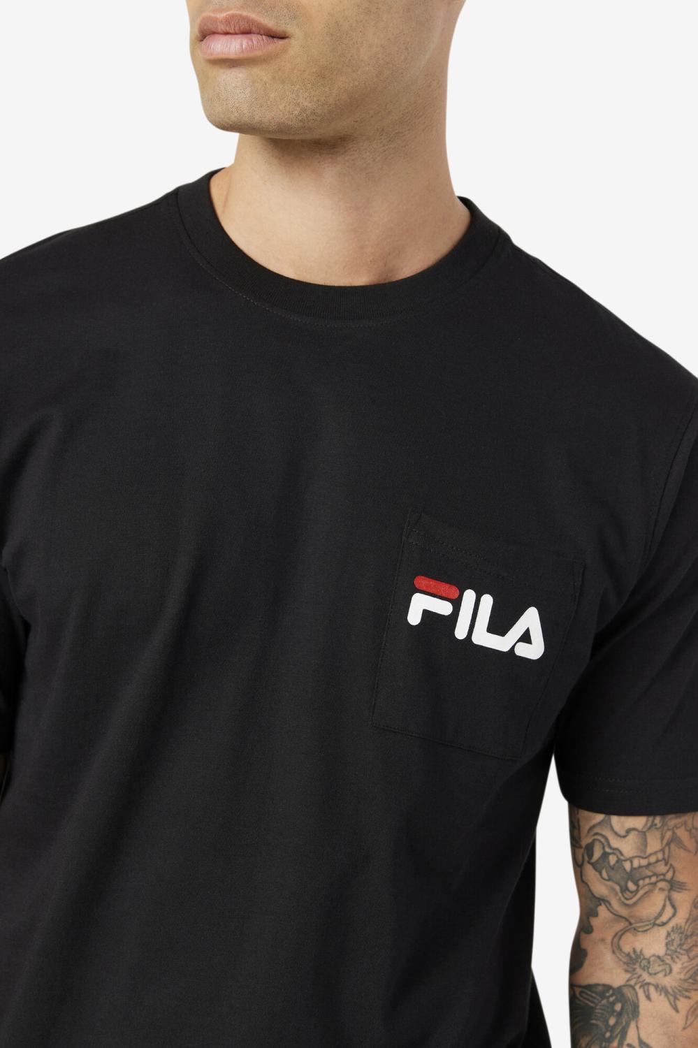 Men Tops | FILA Curtis Pocket Tee 001 BLACK / WHITE / JUNE BUG