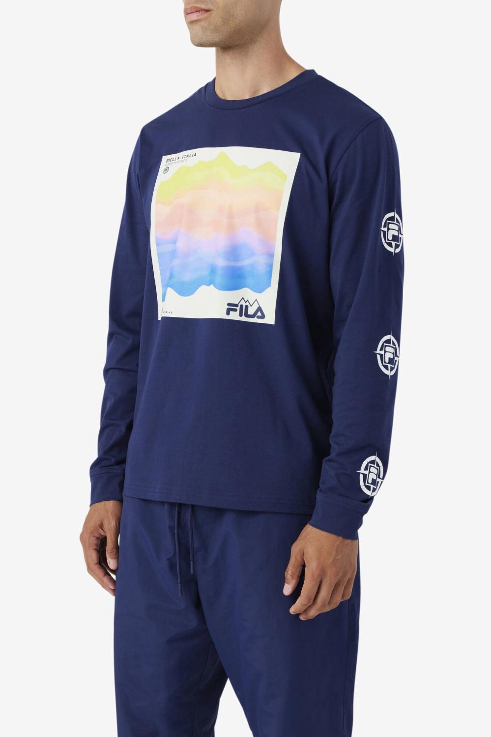 Men Tops | FILA Kare Long Sleeve Tee 410 FILA NAVY / ICED AQUA / EGRET