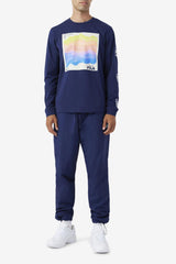 Men Tops | FILA Kare Long Sleeve Tee 410 FILA NAVY / ICED AQUA / EGRET