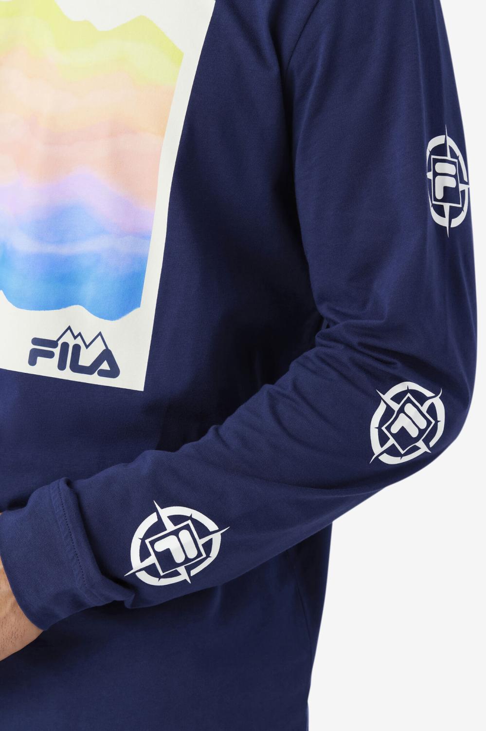 Men Tops | FILA Kare Long Sleeve Tee 410 FILA NAVY / ICED AQUA / EGRET