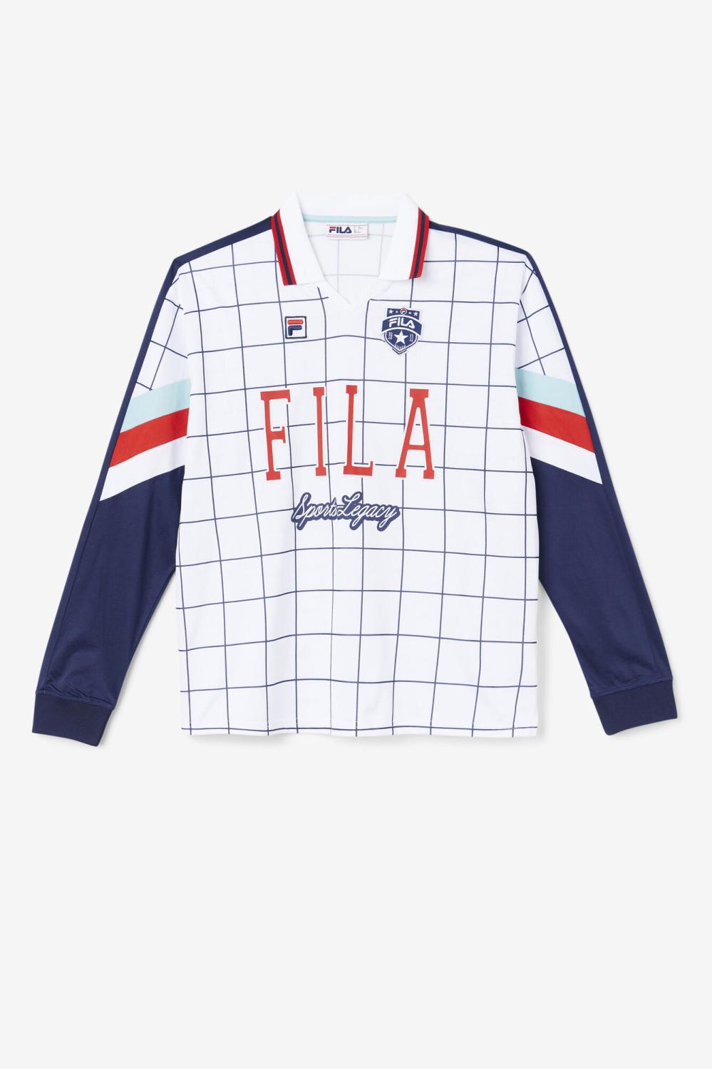 Men Tops | FILA Kay Goalie Jersey 100 WHITE / CANAL BLUE / FILA RED / WHITE