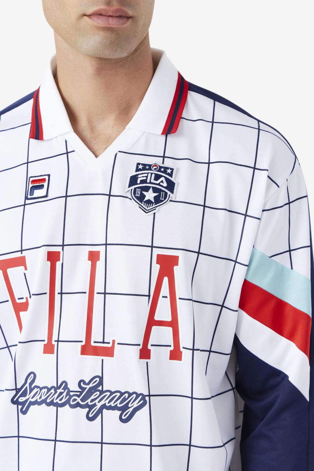 Men Tops | FILA Kay Goalie Jersey 100 WHITE / CANAL BLUE / FILA RED / WHITE