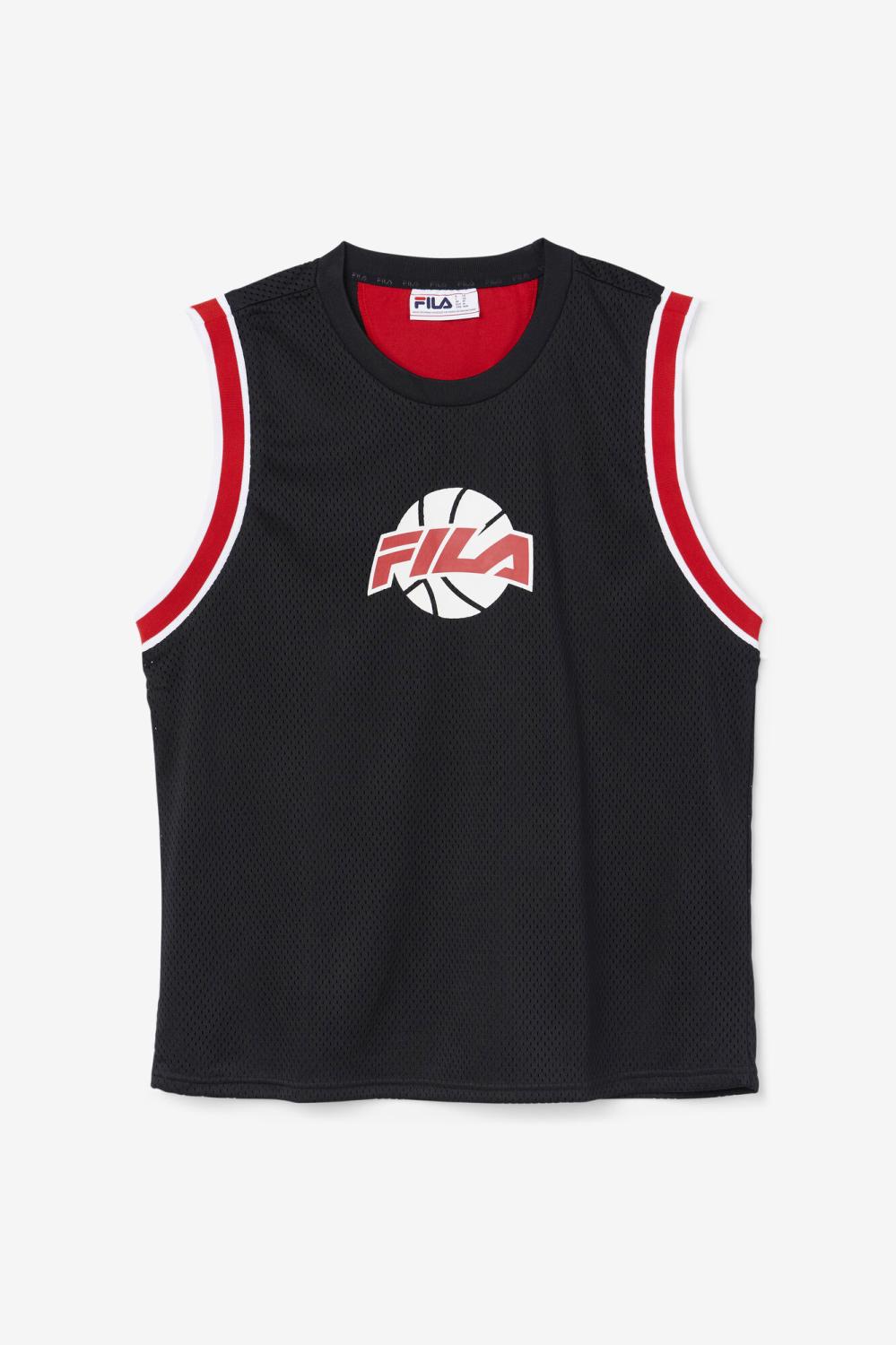 Men Tops | FILA Ovi Basketball Jersey 001 BLACK / FILA RED / WHITE