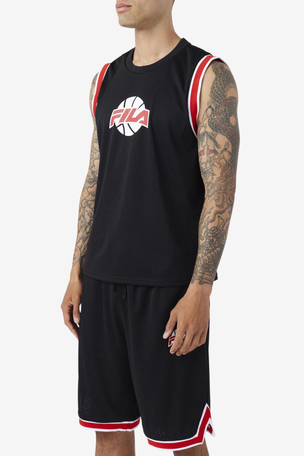Men Tops | FILA Ovi Basketball Jersey 001 BLACK / FILA RED / WHITE