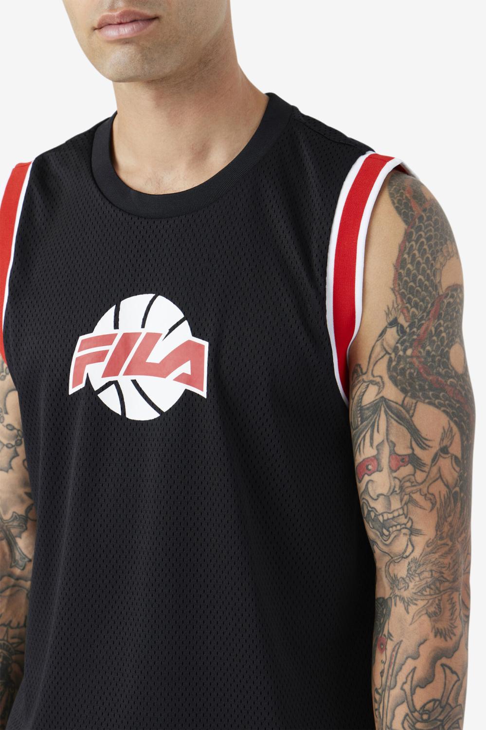 Men Tops | FILA Ovi Basketball Jersey 001 BLACK / FILA RED / WHITE