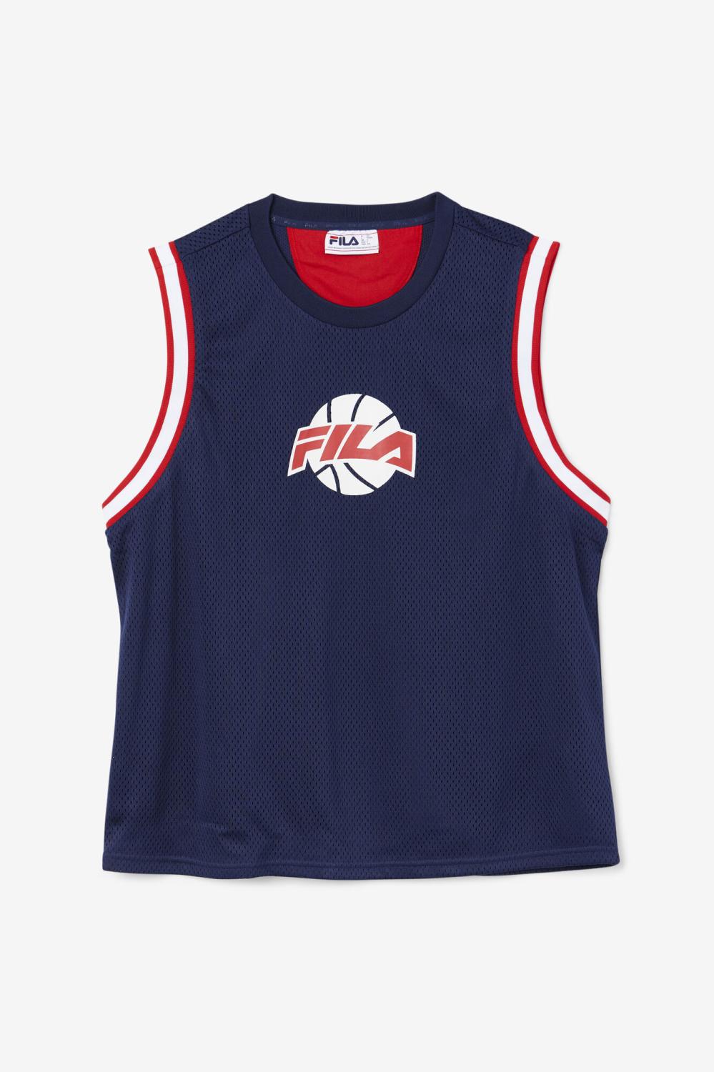 Men Tops | FILA Ovi Basketball Jersey 410 FILA NAVY / FILA RED / WHITE