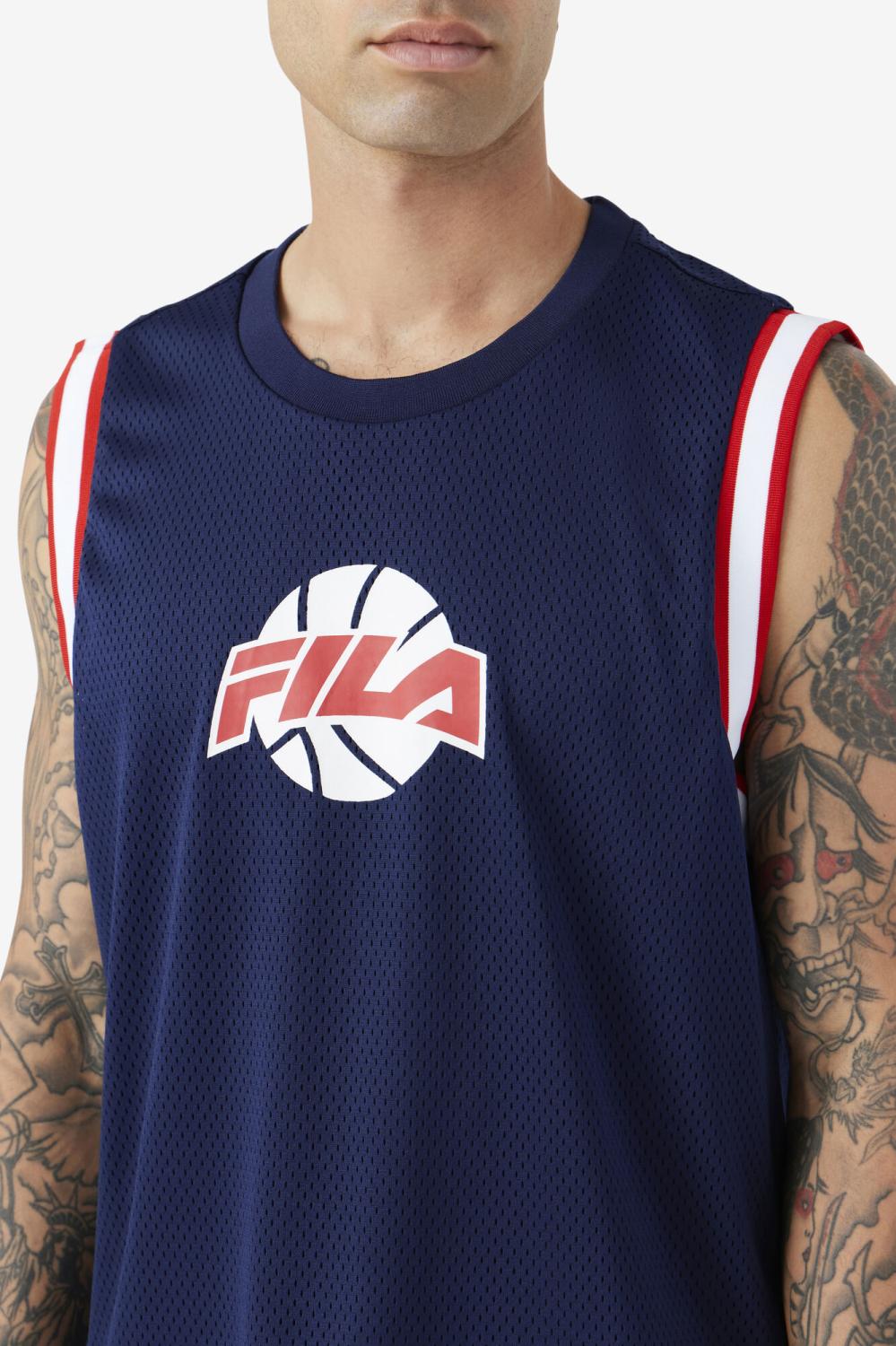 Men Tops | FILA Ovi Basketball Jersey 410 FILA NAVY / FILA RED / WHITE