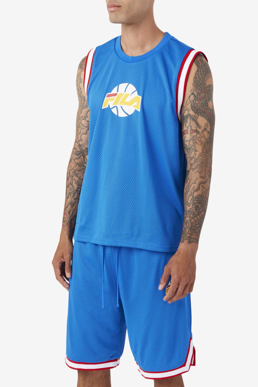 Men Tops | FILA Ovi Basketball Jersey 466 PRINCE BLUE / WHITE / FILA RED / GOLD FUSION