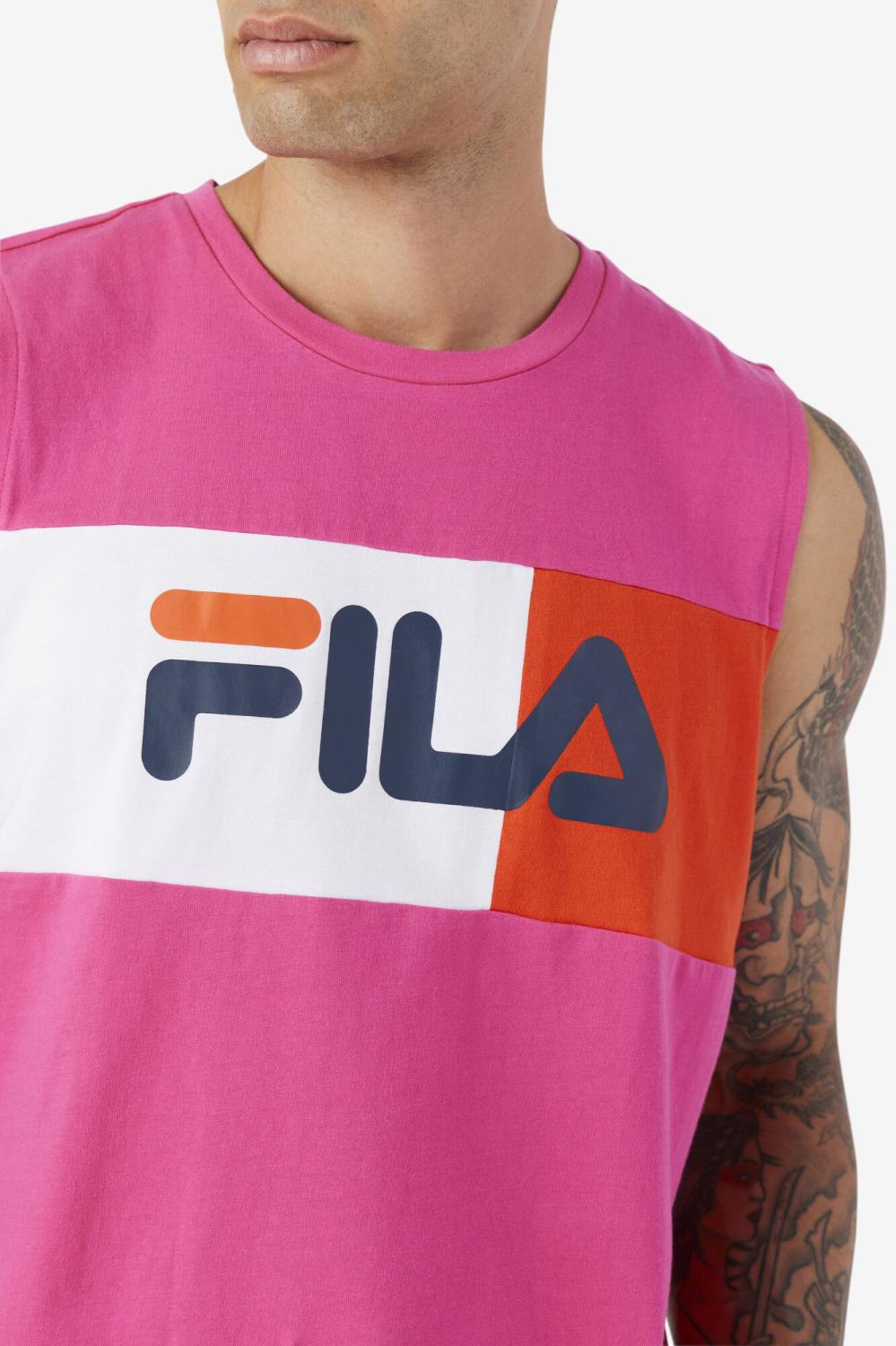 Men Tops | FILA Ozni Sleeveless Tee 677 FUCHSIA PURPLE / WHITE / FRENCH NAVY