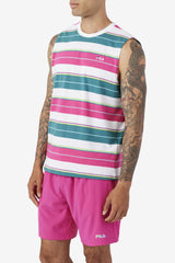 Men Tops | FILA Sandu Sleeveless Tee 100 WHITE / FUCHSIA PURPLE / BAYOU