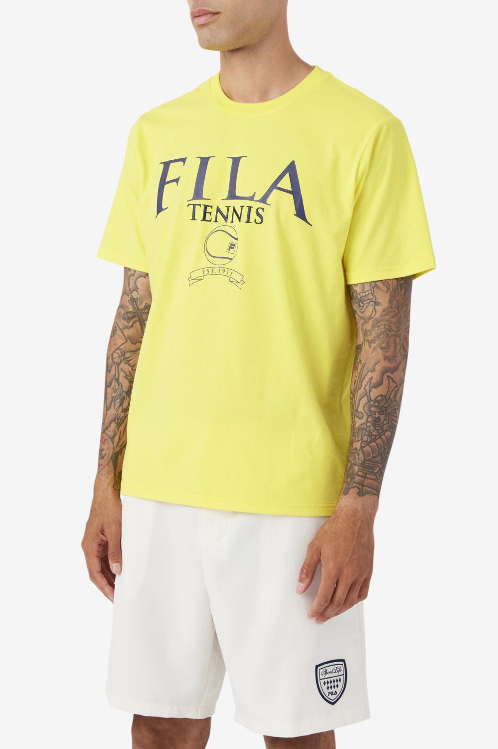Men Tops | FILA Saran Tee 732 BLAZING YELLOW / FILA NAVY