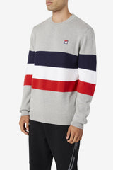 Men Tops | FILA Willkie Sweater 289 LIGHT GREY MARL / PEACOAT / WHITE